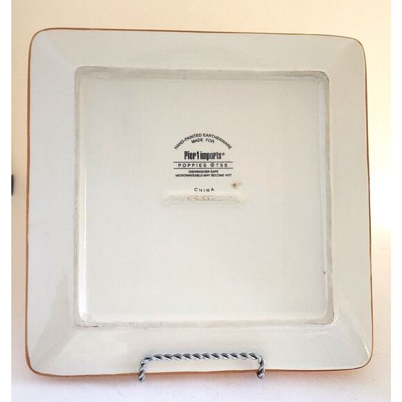 Platter/Plate-Pier 1 Imports-"Poppies"-10.5" x 10.5"-Earthenware-Hand Painted - Picture 4 of 9